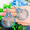 Bohemian Stylefashion Design Fan Shape Luxury Blue Cubic Zirconia Statement Earrings for Women Valentine's Day Gift