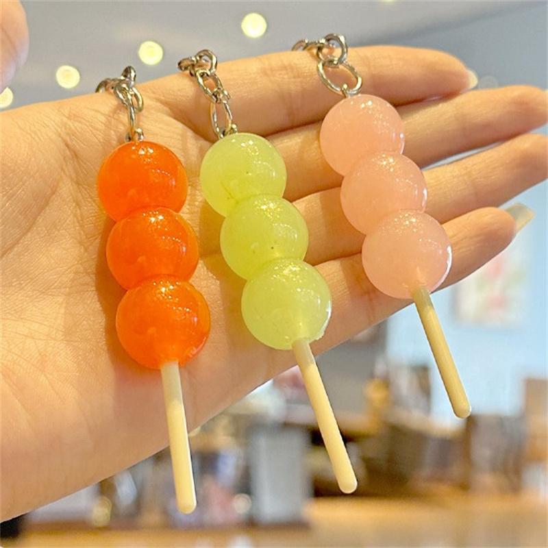 Светящиеся в темноте брелки для ключей Bing Tang Hu Lu с подвеской из смолы в виде еды, мини-брелки