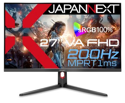 Игровой монитор JAPANNEXT 200 Гц 1 мс Full HD 1920x1080 Разрешение VA Панель Дисплей Светлый Вид 27 дюймов (Совместимость с HDMI/DisplayPort/VESA/Blue Cut/178°