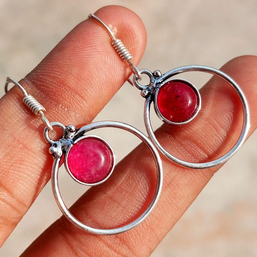 Розовый рубин, драгоценный камень, стерлинговое серебро 925 пробы, женские серьги-крючки, ювелирные изделия PQY-IJ12126