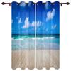 Windows Sea Beach Blue Sky White Clouds Luxury Home Curtains Modern Home Supplies Living Room Bedroom Custom Curtains