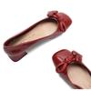Туфли для женщин 2024 года, элегантная женская летняя обувь на низком каблуке, обычная кожаная повседневная обувь с квадратным носком и бантом, красная, подлинная модная марка