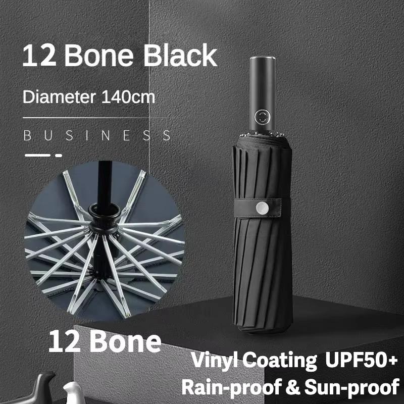 Большой автоматический складной зонт 140 см для мужчин, защита от УФ-излучения UPF50+, усиленный ветрозащитный, зонты от солнца и дождя, зонтик
