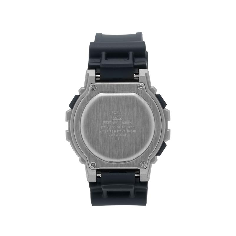 Casio Модный тренд 100 метров Водонепроницаемость Кварцевый механизм Ремешок из смолы Японские и корейские часы Унисекс Стиль Черный циферблат WS-1400H-1BVD