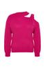 Women's Plus Size Sweater Fuchsia Window Cut Out Detailed Knitwear Sweater