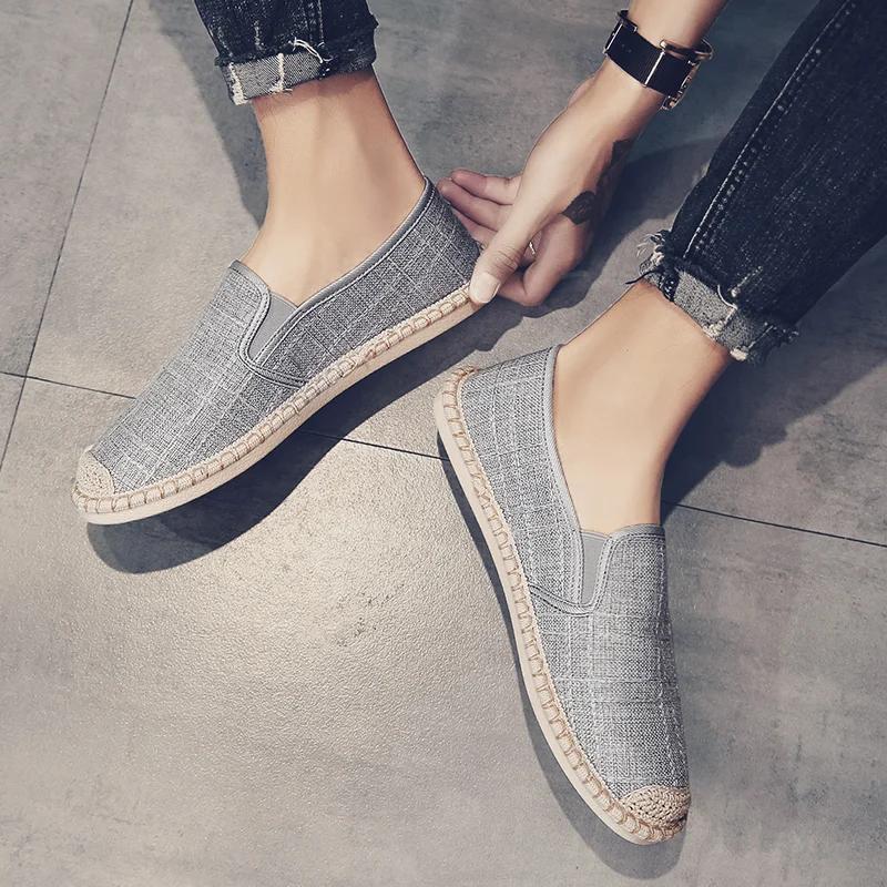 Мужские мокасины, мягкие, высокого качества, весенние парусиновые туфли для рыбалки, кроссовки, мужские эспадрильи, трендовые туфли на плоской подошве для вождения, мужские летние туфли