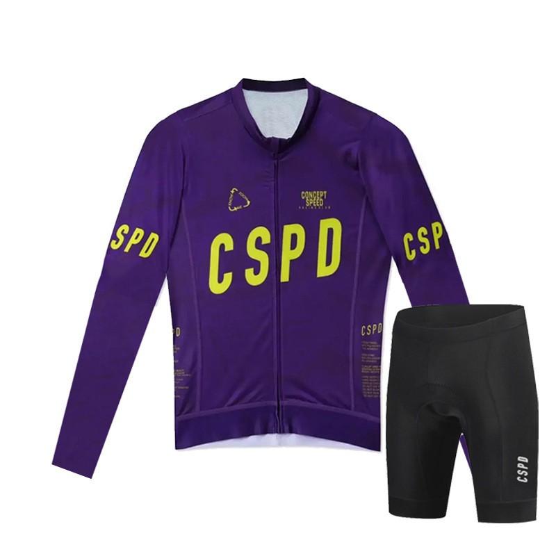 Unisex Cycling Jersey Bib Shorts Set Breathable Quick-Dry Long Sleeve Road Bike Outdoor Sports
