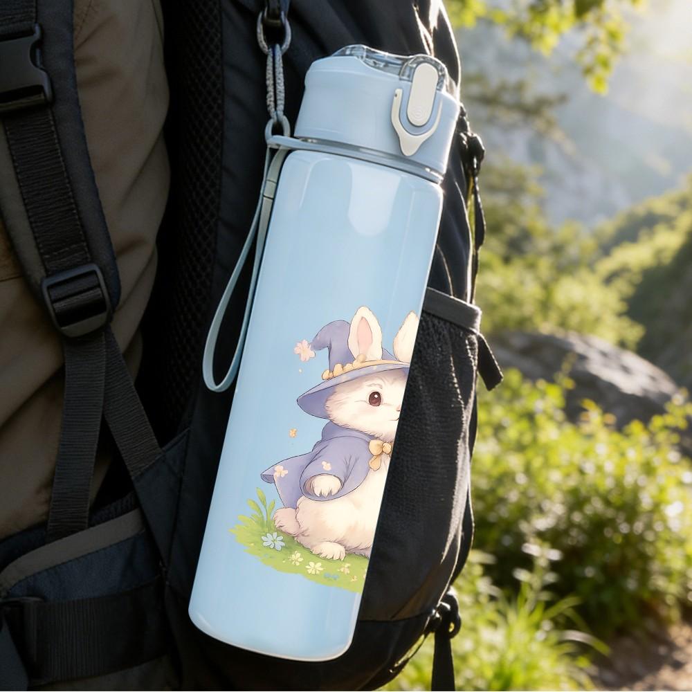 1PC Wizard Easter Bunny 750ml Color Plastic Sports Water Bottle Leakproof Flip Straw Lid Suitable for Sports Office Home Use