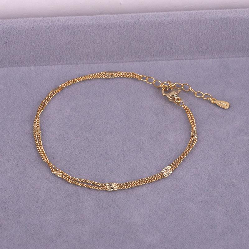 S925 Sterling Silver Double Layers Simple Bracelet for Women Temperament Elegant Sweet Link Chain Bracelet Jewelry