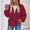 New  Autumn Winter Plush Women's Solid Color Zipper Hooded Long-sleeved Loose Jacquard Sweatshirt Jacket
