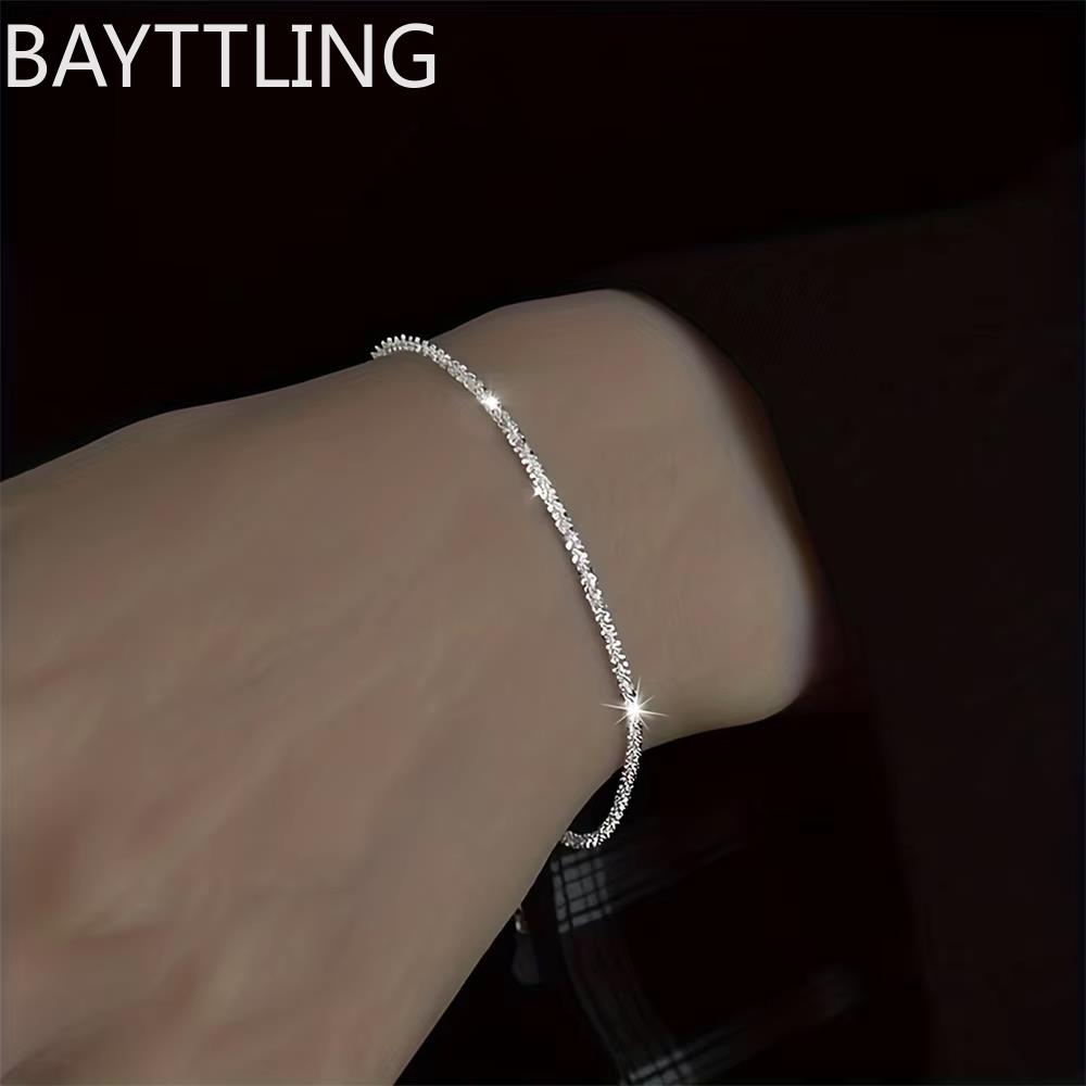 Luxury 925 Sterling Silver Set of Shiny Silver Clavicle Necklace Bracelet Jewelry Women's Simple Starry Sky Accessories Jewelry