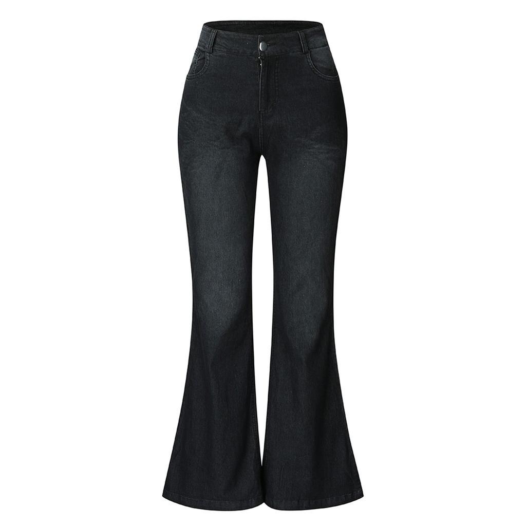 Женские джинсы Узкие брюки-клеш Женские брюки Длинные однотонные джинсы