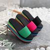 Slippers Women Summer Rainbow Thick Soled Sandals Colorful High Heels Outside Casual Beach Flip Flops Women  Chanclas Mujer EVA