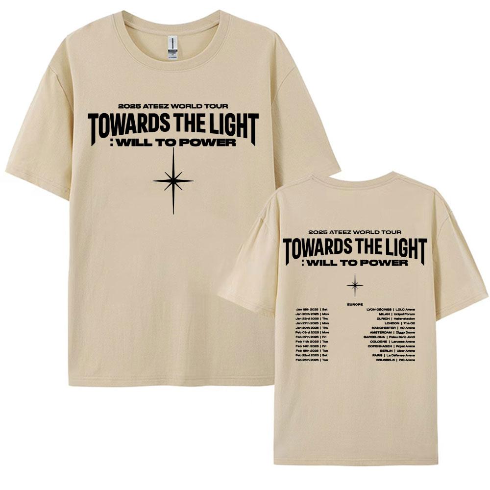 2025 Ateez World Tour Towards The Light Will To Power T Shirt Men Women Korean Fashion High Quality Casual 100 Cotton Tshirts