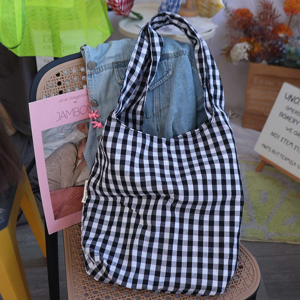 Lightweight Single Shoulder Bag Large Capacity Women's Handbag Sweet Plaid Underarm Bags Girls