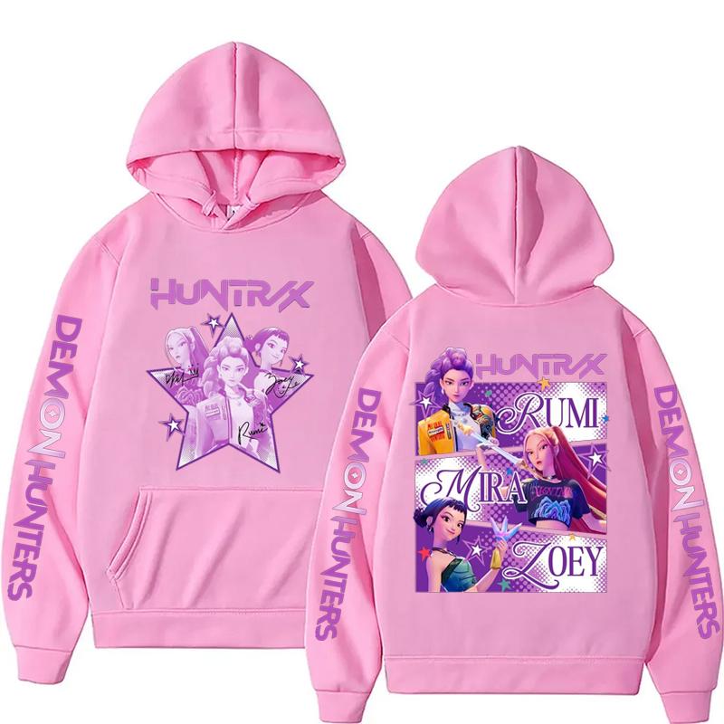 Kpop Охотники на демонов Фанмерч Мира Руми Зои Хантрикс Худи Харадзюку Пуловер Топы Мужская Женская Толстовка Подарок для фанатов