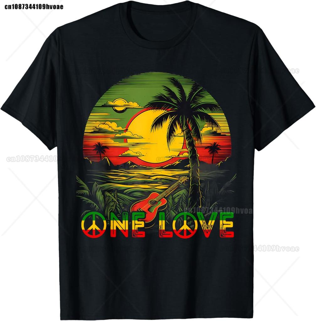 Раста Регги One Love Ямайка Ретро Винтаж Спорт Ямайский Флаг Футболки Графические Хлопок Уличная Одежда Короткий Рукав Подарки на День Рождения