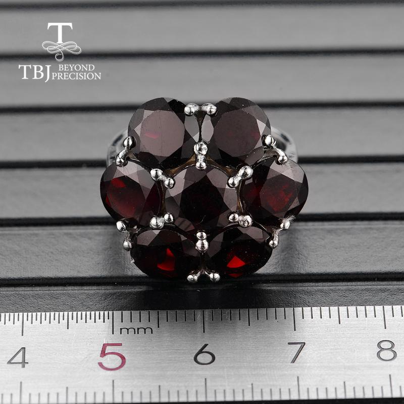 100% натуральный драгоценный камень, черный гранат, кольца в цветочном стиле, серебро 925 пробы, изысканные украшения для женщин, хороший подарок на юбилей и день рождения