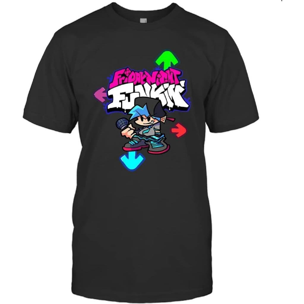 Friday Night Funkin Игра Битва для Женщин Мужчин Детей Футболка Футболка (черный;S)