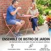 Garden Bistro Set 3 Pieces Table and 2 Folding Slatted Chairs Double Rust Protection Pink