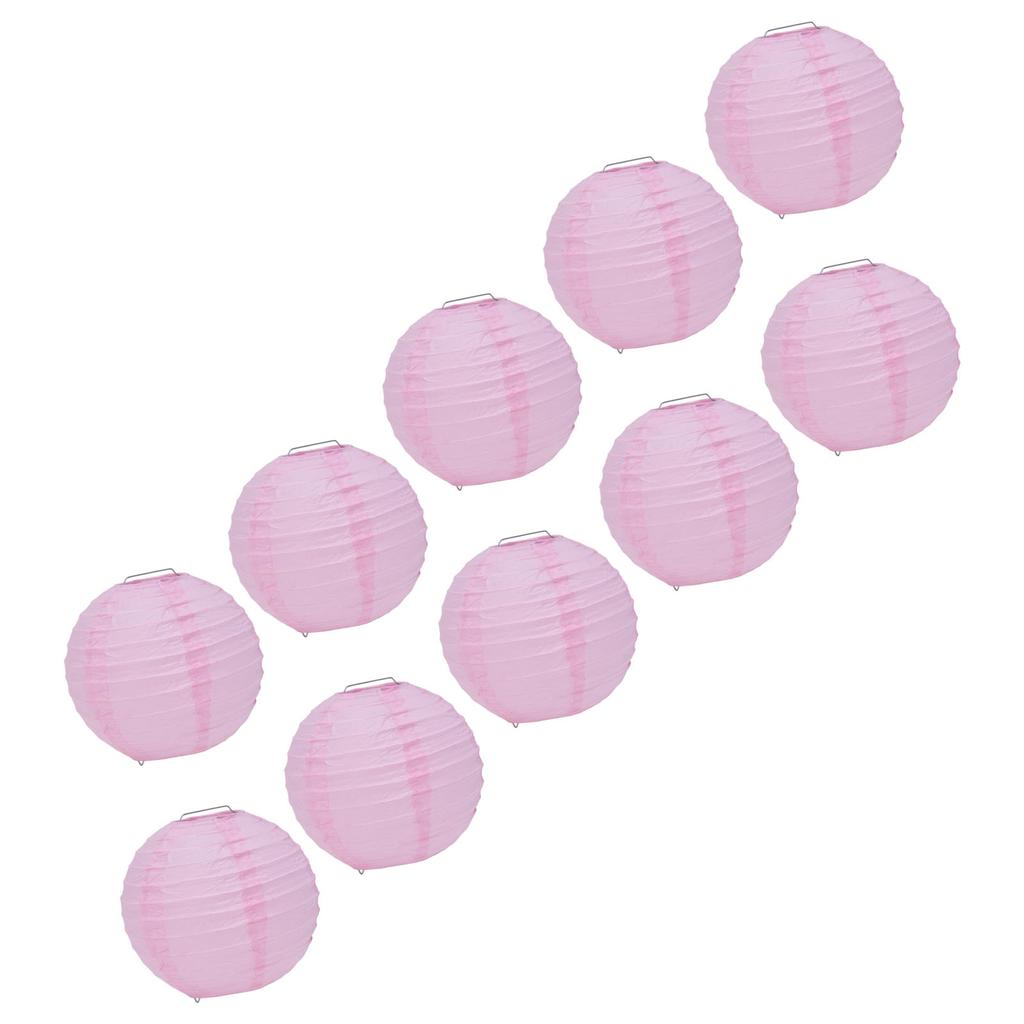 10Pcs 6 Inch Round Chinese Paper Lanterns Festive Hanging Ball Lantern for Wedding PartyPink