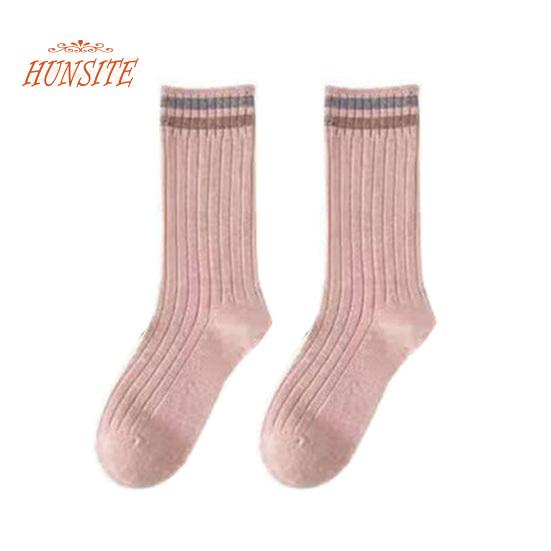 1 пара женских осенне-зимних носков, однотонные, средней длины, толстые, теплые, без запаха, эластичные, противоскользящие, полосатые женские носки до середины икры, впитывающие пот