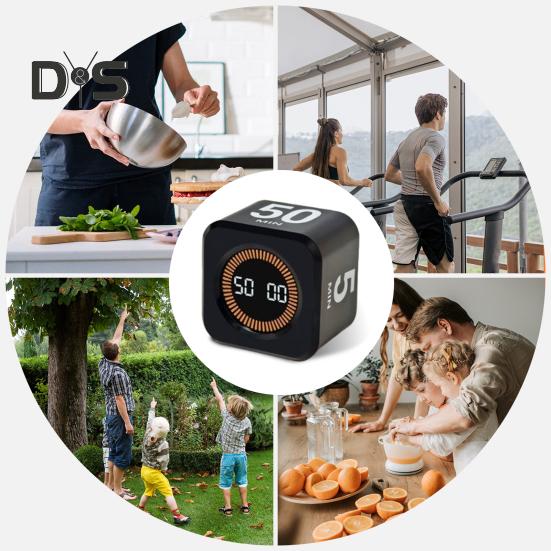 Цифровой куб Помодоро Таймер Визуальное исследование Фитнес Обратный отсчет Производительность Таймер с технологией автоматического переворота Бесшумная работа Вибрация и регулируемый звук