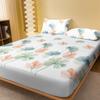 1 Simple Modern Plant Leaves Printed Matte Fitted Sheet, Bedroom Printed Bed Cover, Bedding (Excluding Pillowcases)