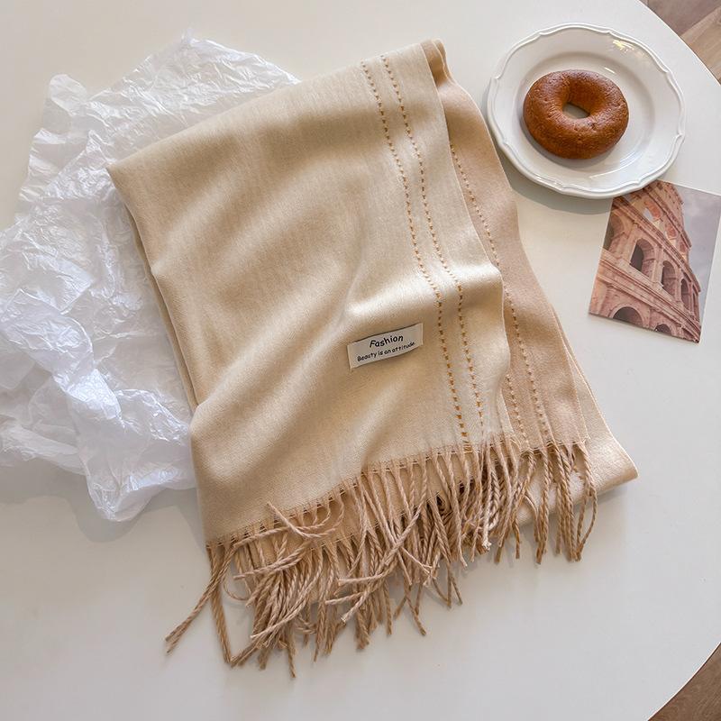 New Solid Color Cashmere Scarf Shawl Women'S High End Versatile Autumn And Winter New Warm Scarf