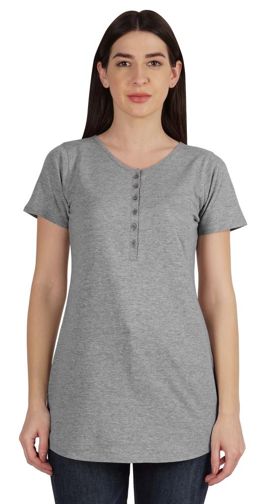 Inkmeso Женская туника с коротким рукавом и пуговицами, хлопковая футболка, длинная футболка для