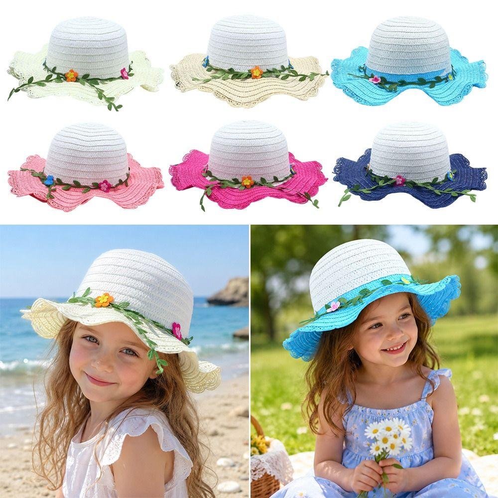 Flower Decoration Sun Hat Wide Brim Beach Hat Sweet Straw Hat Beach