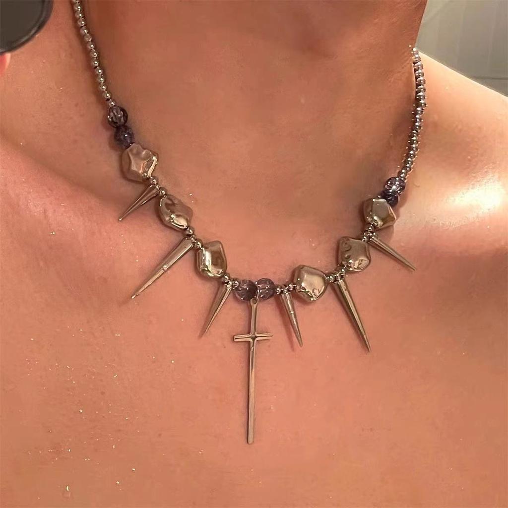 Темная субкультура кожаный ошейник панк-стрит милые крутые красотки ожерелье ожерелье ключица цепь прилив