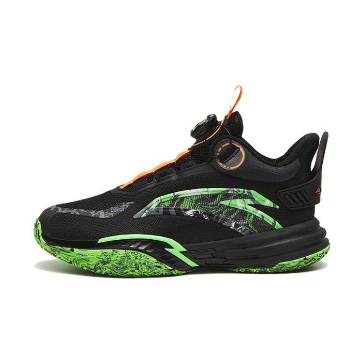Anta Kids Reverse Scale 2.0 Non-Slip Shock Absorbing Wear-Resistant Mid-Top Basketball Shoes Kids Basketball Shoes Black Green 312311121-8