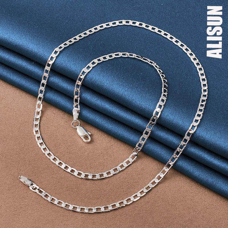 925 стерлингового серебра 16/18/20/22/24/26/28/30 дюймов 4 мм боковое ожерелье модные свадебные украшения