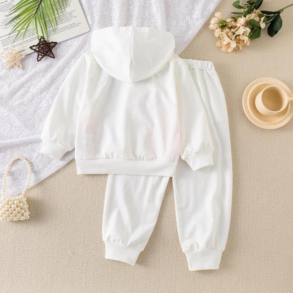 Hibobi Весенний комплект из 2 предметов для девочек, костюм-толстовка с капюшоном и узором единорога, модный спортивный костюм-толстовка, брюки, костюм для детей 4-9 лет