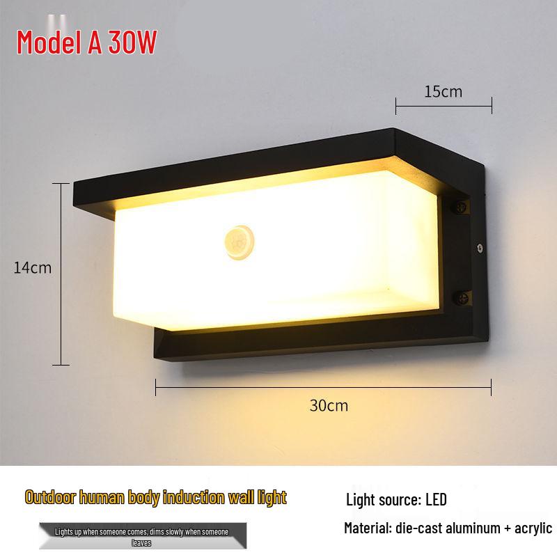 Водонепроницаемый светодиодный настенный светильник для улицы с датчиком движения: Современный минималистичный дизайн для внутреннего двора, балкона и прихожей
