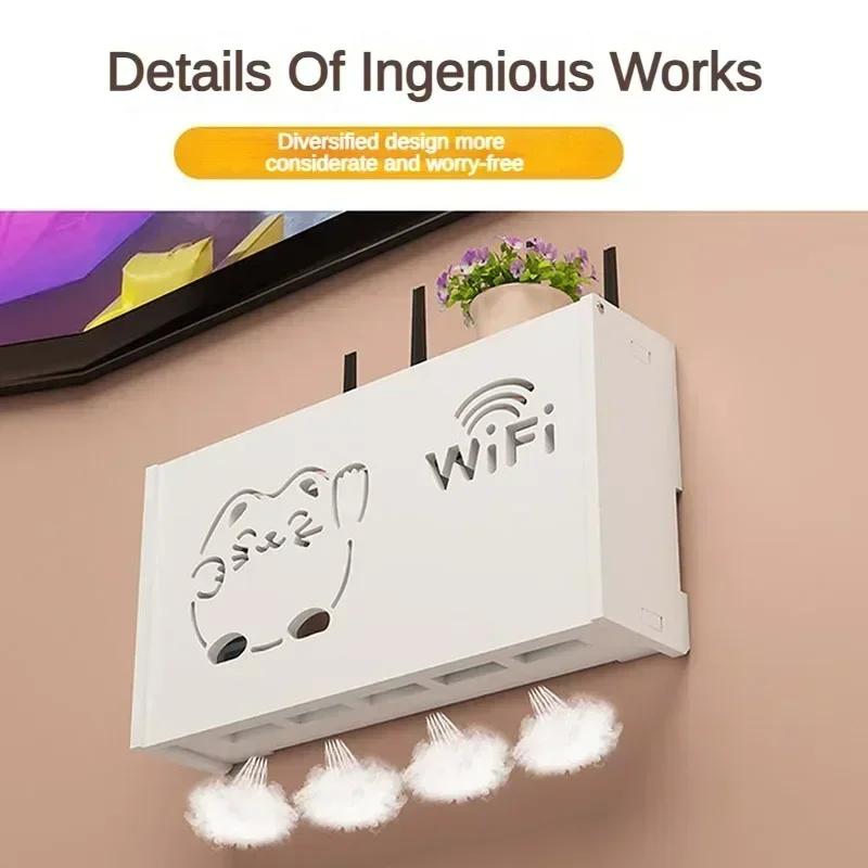 Настенный беспроводной роутер-стойка Настенный WiFi-бокс для хранения Настенное украшение для гостиной Кронштейн для организации кабелей и питания
