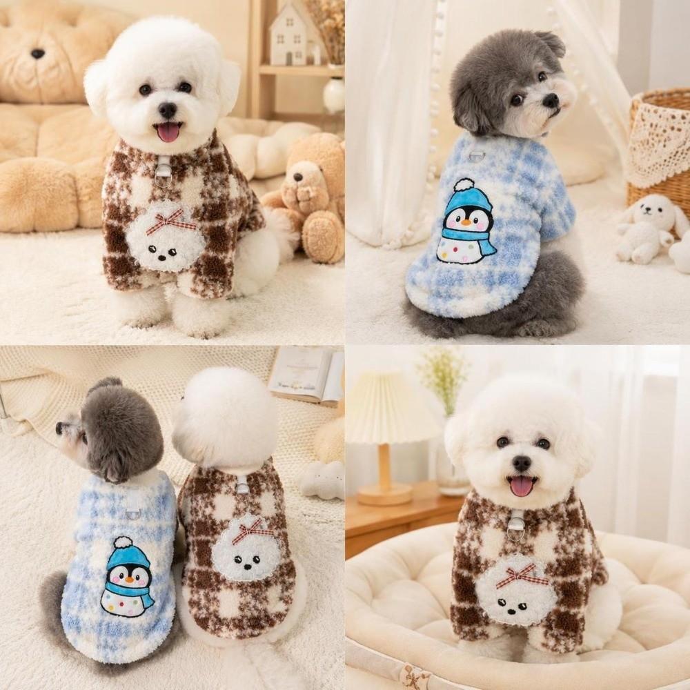 Thick-Warmed Dog Bodysuit Fleece-Lined Pet Plush Coat Dog Plush Jumpsuit For Small Medium Dog