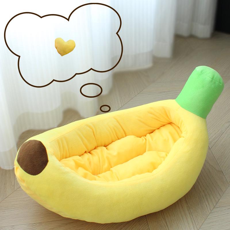Cartoon Banana Pet Bed for Cats and Small Dogs - Teddy, Bichon, Pomeranian - Four Seasons Mat