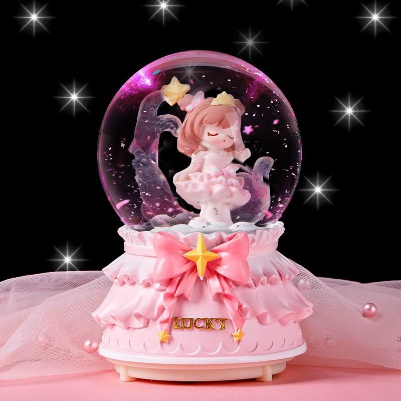 Rotating Carousel Music Box With Snow Globe Effect Kids Birthday Gift Decorative Resin Musical Toy