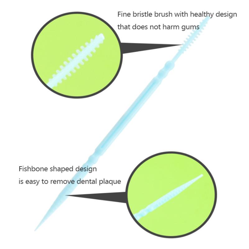 300/шт Зубочистка-щетка Пластиковая зубочистка Двусторонняя Одноразовая Бытовая Межзубная щетка Для чистки зубов Зубная нить