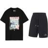 Футболка с коротким рукавом и круглым вырезом с принтом на баскетбольную тематику, повседневные удобные шорты, спортивный костюм унисекс AHSU979-1+AKST543-3