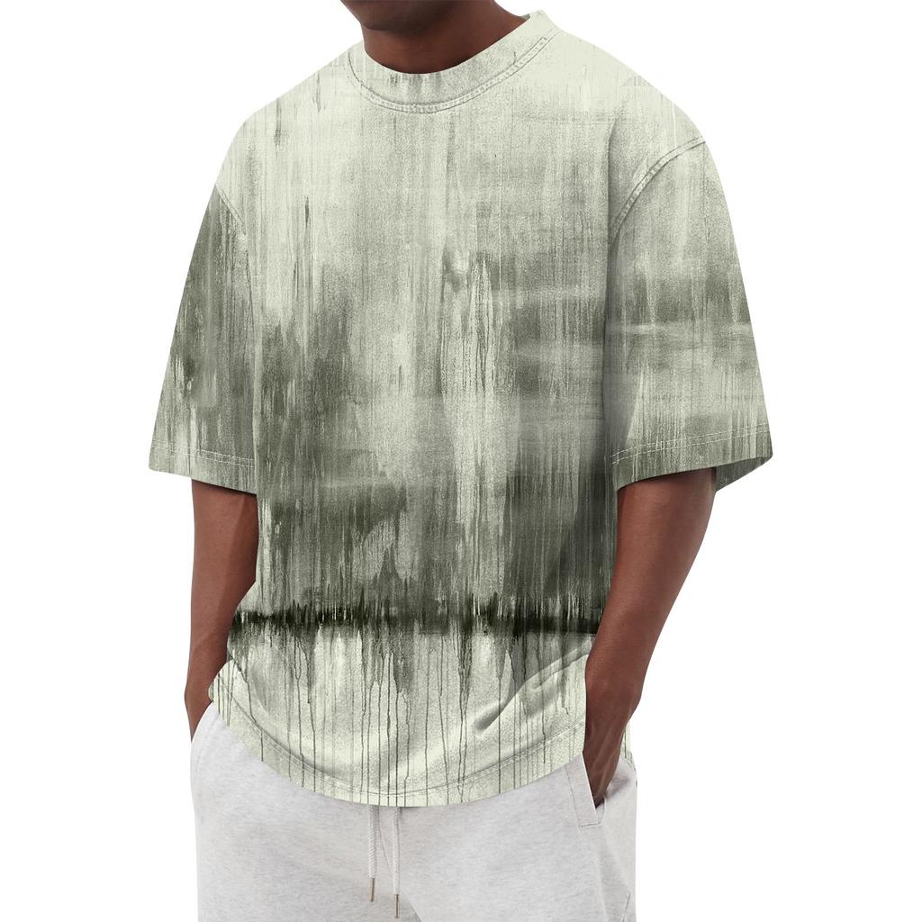 Летняя мужская популярная футболка с круглым вырезом и коротким рукавом с принтом