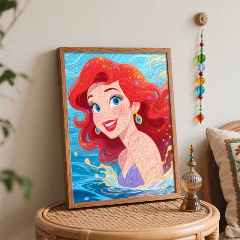Disney digital oil painting art painting mermaid ocean fantasy handmade diy home decorations