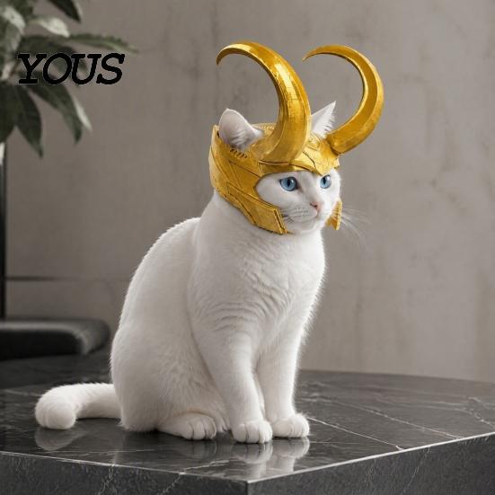 Смешной Шлем-Рог Короны для Кошки, Золотой Головной Убор, с Отверстиями для Ушей, Аксессуары для Костюма Питомца, Косплей для Хэллоуина, Тематических Вечеринок, Фото Реквизит