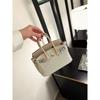 Color Blocked Platinum Bag Touch Mini Crossbody Bag High-end Feel Crocodile Pattern Top Layer Cowhide Versatile Commuter Handbag