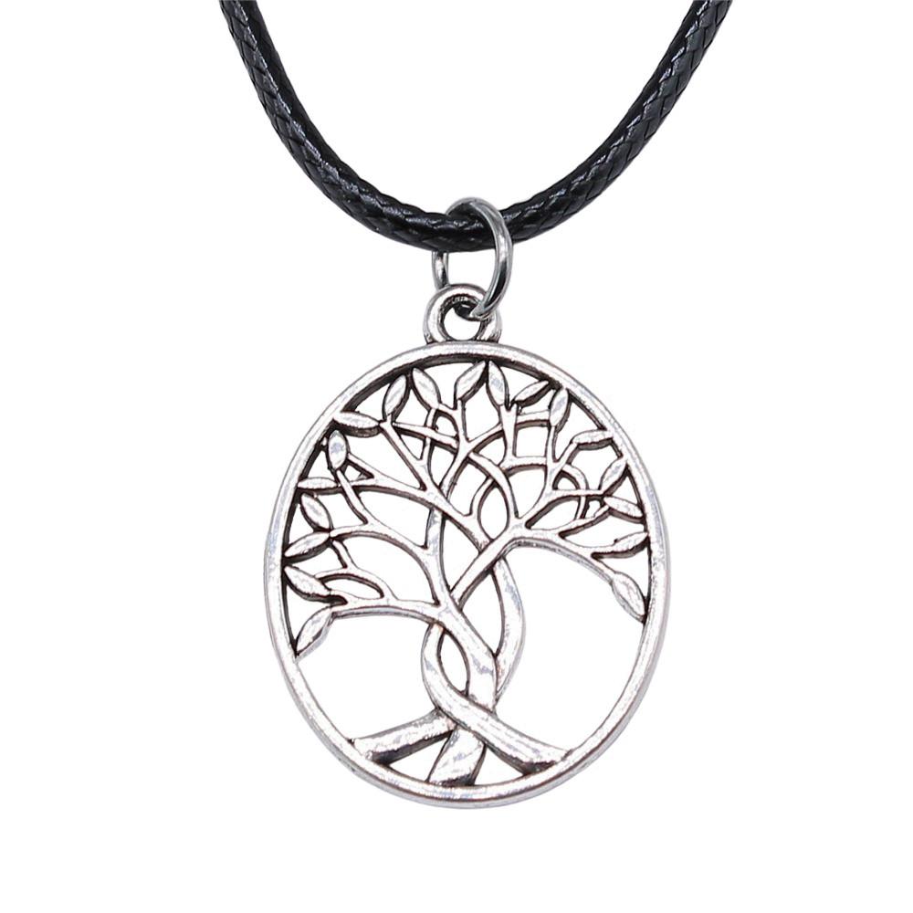 Антикварный кулон-ожерелье "Древо Жизни" Nature Boho Statement Jewelry 45см Кожаная цепочка