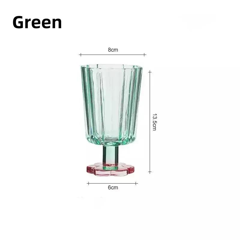 Colours Glass Cup Flower-shaped Goblet Ice Cold Juice Dessert Wine Iced Coffee Glass Cup House Bar Party Drinkware Gift Cups