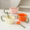 300 мл INS Pumpkin Cup Creative Personality Большая ручка Керамическая кружка с ложкой Кофейная чашка Чашка для послеобеденного чая Милый подарок Водные чашки