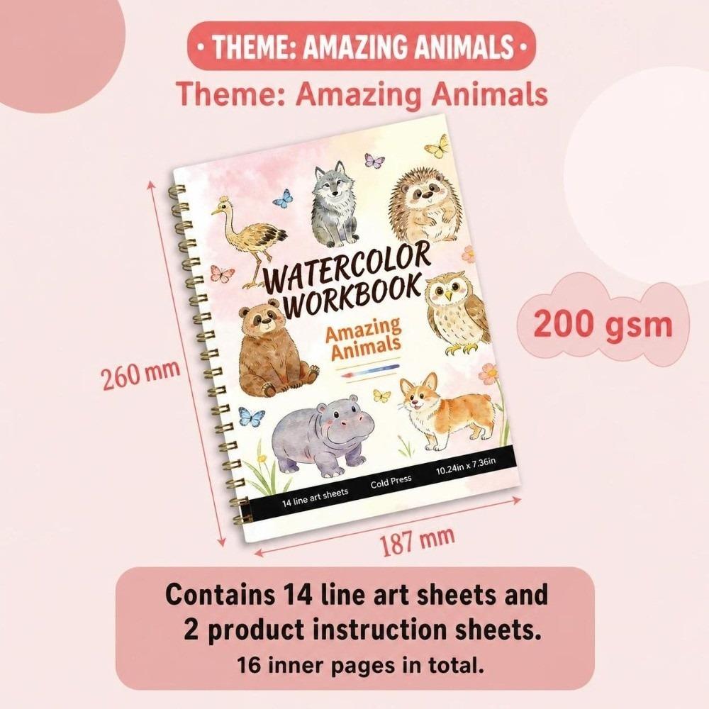 Flower Scenery Animal Watercolor Workbook 200GSM Coloring Sketchbook Painting